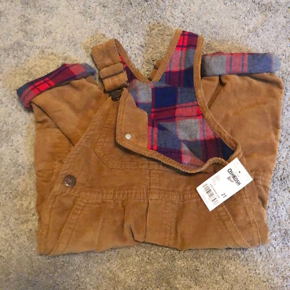 OshKosh Plaid Corduroy Overalls - Picture 1 of 6